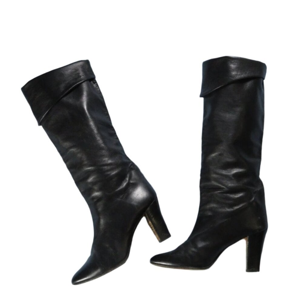 size 7.5 women's 80s mid high rise leather boots